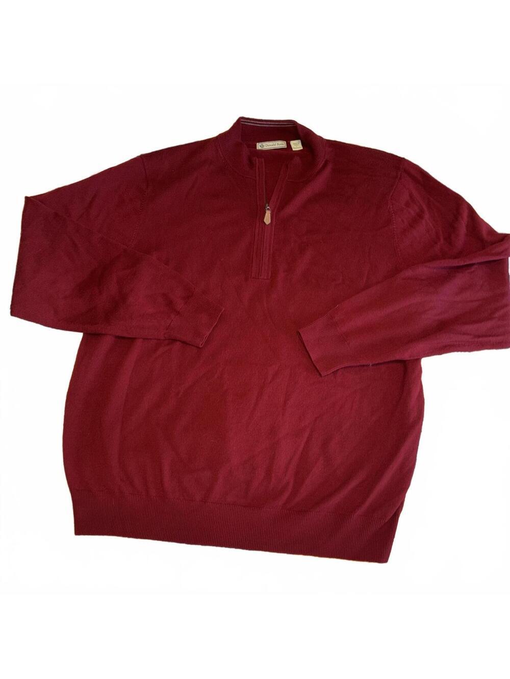 Donald Ross 100% Merino Wool Men’s L Red Half-Zip Golf Sweater Casual Apparel